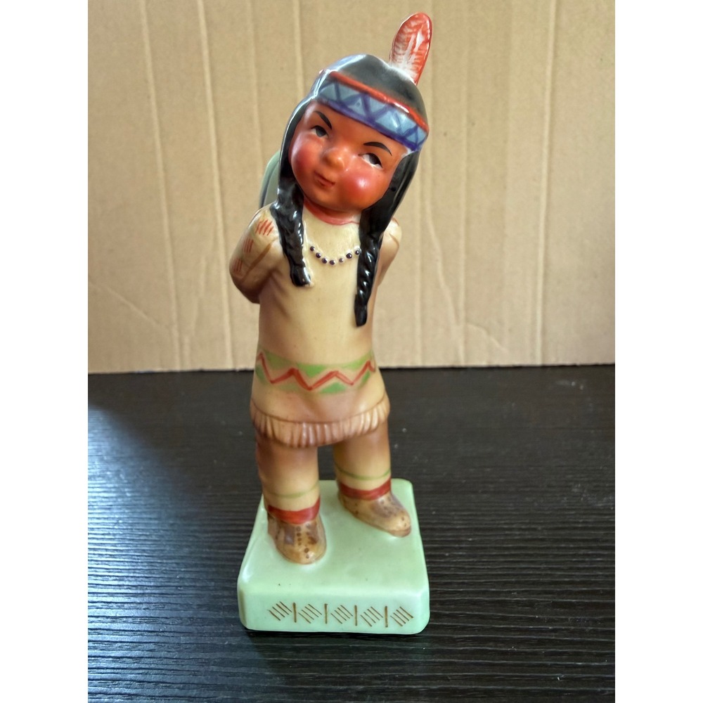 Vintage Ceramic Native American Girl Figurine with Papoose Baby Japan 5.25 inch